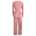 thumbnail image 4 of sususu Women's Jumpsuit Long Sleeve Square Neck Belted Wide Leg Romper Outfit Elegant Casual Loose Overalls,Pink,L, 4 of 5