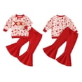 thumbnail image 4 of Okbabeha Toddler Girl Valentine's Day Outfits Heart Long Sleeve Sweatshirt Flare Pants Set Cute 2 Piece Clothes, 4 of 8