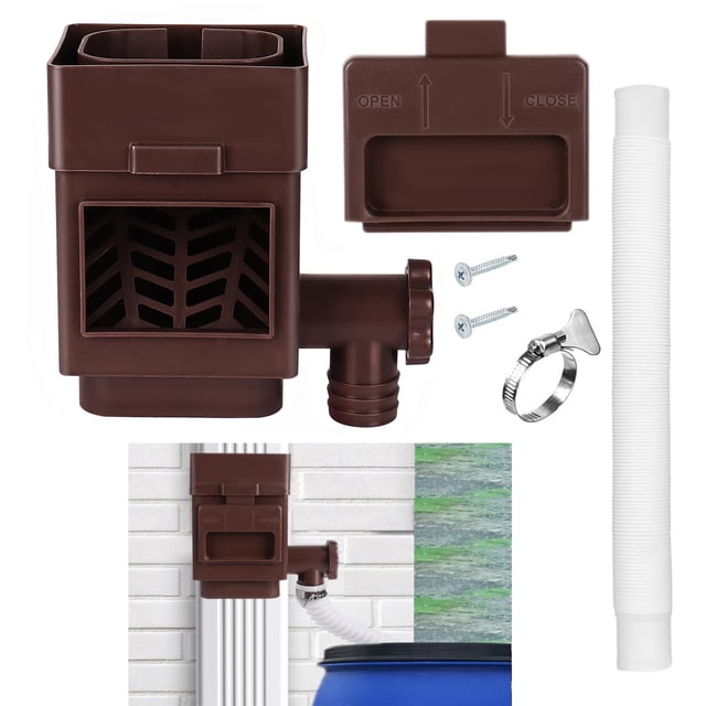 MISDENK Rain Barrel Diverter Kit, Downspout Diverter Fits for 2x3 or 3x4 Inch Gutter Downspouts, Rainwater Collection System with Adjustabl