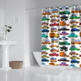 thumbnail image 2 of 72" x 72" Cartoon Car Shower Curtain Waterproof Bathroom Drapes with Construction Vehicle & Truck Design - Fade-Resistant Polyester Fabric, Machine Washable, Includes 12 Hooks, 2 of 5