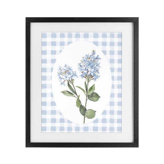 Stupell Industries Blue Checkered Blooms Black Framed Print Under Glass, design by Lanie Loreth