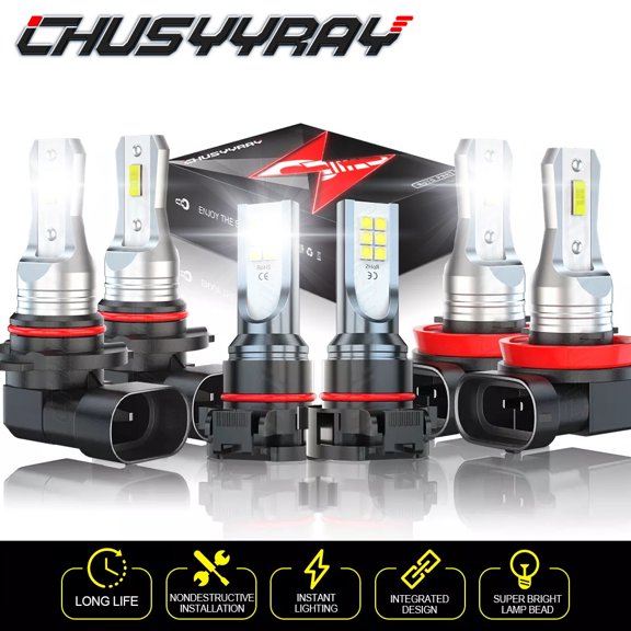 For Chevy Colorado 2015-2020 LED Headlight High Low Beam Fog Light Bulbs Kit 6000K White 6 Pack