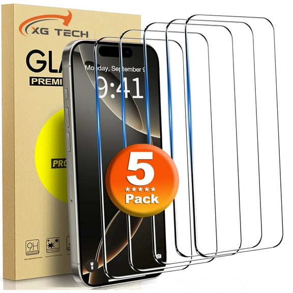 [5 Pack] For Apple iPhone 16 Pro 6.3'' Screen Protector, 9H  Tempered Glasses, Anti Scratch, No Bubbles