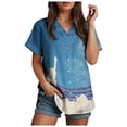 thumbnail image 4 of vigerkar American Flag Shirt for Women: 4th July Graphic T-Shirts Patriotic USA Flag Star Stripes Tees Hawaiian Button Down Tops (Sky Blue, S), 4 of 6