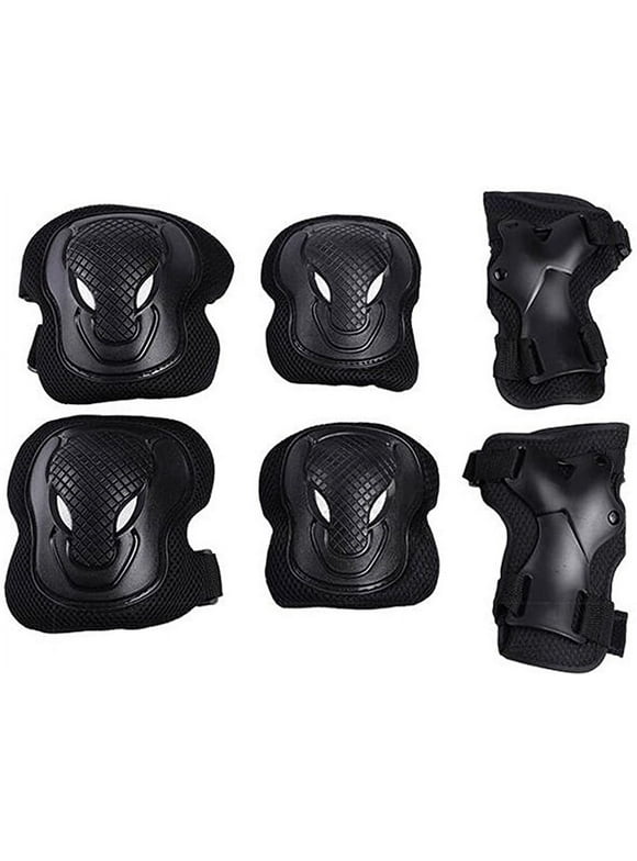 Knee Pad Elbow Pads Wrist Guards Protective Gear Set for Skateboarding Cycling Roller Skating and Other Outdoor Sports Safety Protective Gear Pads Set for Adult Women Men (Black)