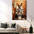 thumbnail image 5 of Toy Fox Terrier Dog Canvas Wall Art for Bedroom Living Room Home Decor,Funny Dog Canvas Sitting on The Toilet Animal Pattern Office Artworks, modern wall decor, Ready to Hang, 5 of 6