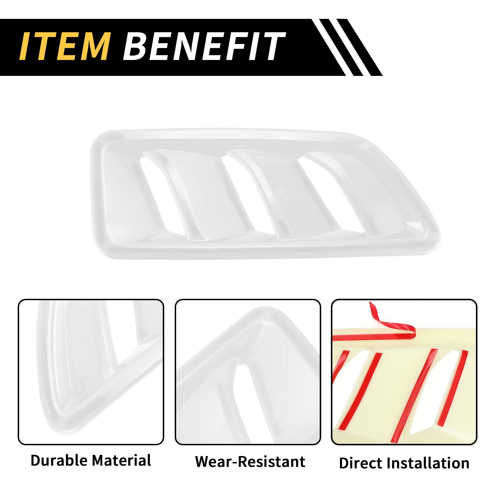 Unique Bargains 1 Pair Car Front Hood Air Outlet Vent Cover Trim for Jeep Wrangler JL JLU Gladiator 2018-2024 Hood Engine Bonnet Air Vent Outlet Cover Bezels ABS White
