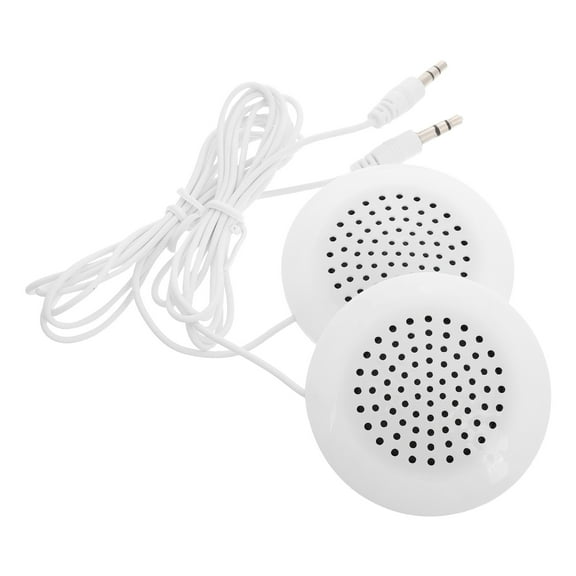 2-Pack Portable Mini Speakers with 3.5mm Jack for MP3 CD Players, Travel, Sleeping, and Pillow Use, White