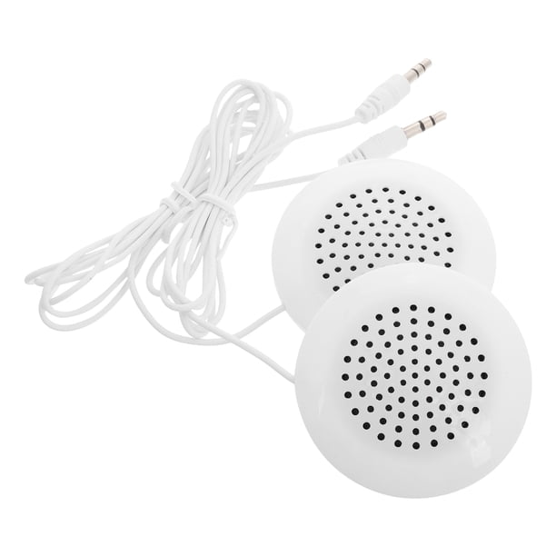 2 minialtavoces portátiles con conector de 3,5 mm para reproductor de MP3, MP4 y CD, ideal para viajes y como almohada de dormir, color blanco.