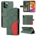 thumbnail image 1 of Étui pour iPhone 13 Pro Max Portefeuille en Cuir Livre à Rabat Folio Support Vue Couverture - Vert, 1 of 5