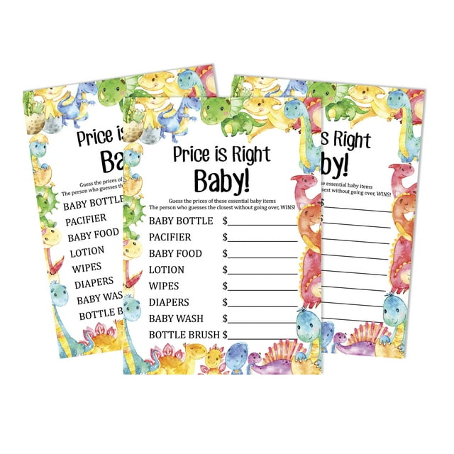 Inkdotpot 50 SheetDinosaur Jungle Animals Guess If The Price Is RightBaby Shower GamePartyIdea