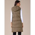 thumbnail image 4 of DARING DIVA Women's Long Puffer Vest Casual Sleeveless Hooded Down Jacket S Coffee, 4 of 6