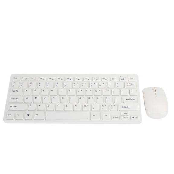 NFTIGB 2.4G Wireless Keyboard and Mouse Combo Set, Mini Ergonomic Desk Accessory for PC Mac Laptop Computer Office Gaming Plug and Play, 78 Keys Compact Layout, White