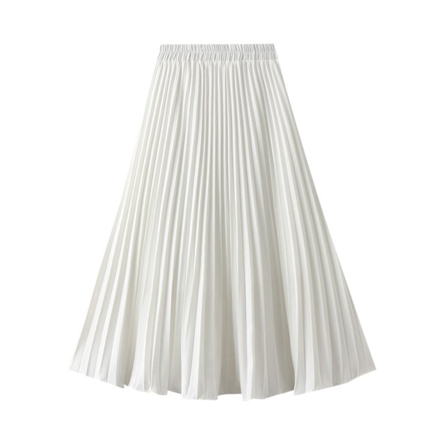 Gibobby faldas para niña Falda plisada para mujer Primavera y verano Cintura elástica Falda larga delgada Línea A(Blanco, Talla única)