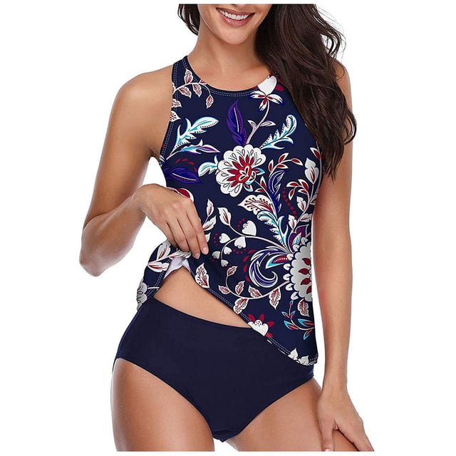 DPTALR Mode Femmes Bikini Imprimé Rehausseur Rembourré Maillot de Bain Tenue de Plage Ensemble