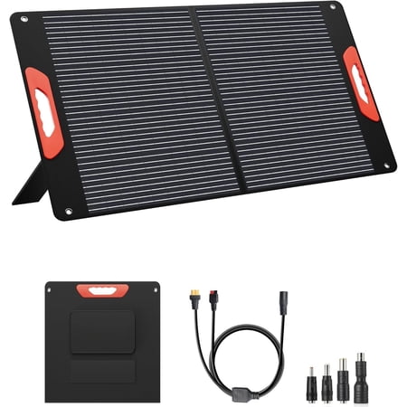 100W Portable Solar Panel for Power Station, Foldable Solar with High 24% Efficiency, ETFE Coating, QC3.0 /Type-C & 100 watt 20V DC Output. Includes Adapters for Camping, RV,