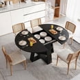 thumbnail image 2 of Miniyam Extendable Round Dining Table for 4–8 People, 43.3” to 59” Retractable Kitchen Table with Storage Shelf, Farmhouse Dining Table, Black, 2 of 7
