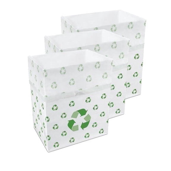 Clean Cubes 13-Gallon Pop-Up Trash Bins, 3-Pack, Recycle – Disposable, Collapsible, with Fitted Trash Bags