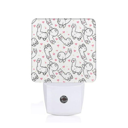 

Naloa Alpacas and Hearts Night Lights Plug into Wall Dusk to Dawn Sensor Warm White Led Night Light 0.5W Nightlight suit for Adults Bedroom Bathroom Hallway Kitchen