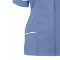 thumbnail image 2 of Scrub Tops for Women Short Sleeve Casual Lapel Solid Color Working Uniform Blouse Comfortable Durable Scrub Shirt with Pockets, 2 of 3