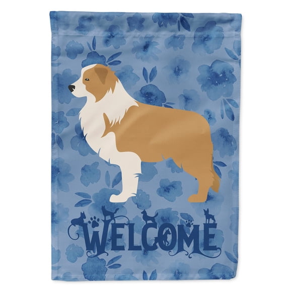 Carolines Treasures CK6149CHF Red Border Collie Welcome Flag Canvas House Size Large multicolor