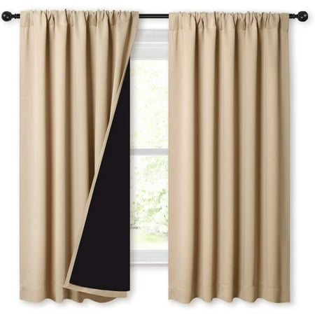 100 Blackout Curtain Panels Rod Pocket Window Curtains With Black Liner For Nursery 84 Inches Drop Heat And Full Light Blocking Dries White 2 Pieces 52 Wide Each Panel Canada Blackout Curtain Panels Rod Pocket, 100 Inch Wide Curtain Panels