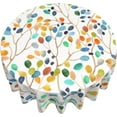 thumbnail image 5 of Spring Summer Tablecloth Round 60×60 Inch, Watercolor Colorful Leaves Floral Tablecloth Polyester Boho Farmhouse Washable Table Cover for Party Picnic Dinner Decor, 5 of 6