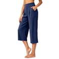 thumbnail image 2 of SwiftWear Women's Dress Work Capri Pants Solid Color Wide Leg Capris Stretch Casual Cropped Pants S-2XL, 2 of 6