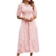 thumbnail image 2 of Lucakuins - Vestido midi de verano para mujer, línea A, manga corta, cuello redondo, cintura alta, vestido floral de encaje Lucakuins moda, 2 of 5