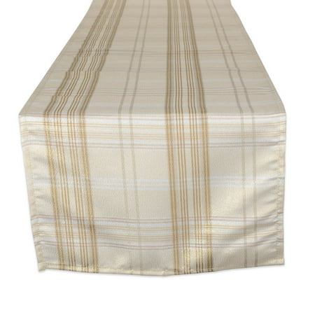 

72 Beige and Brown Plaid Rectangular Table Runner