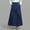 Dark Blue, variant on Linen Max Skirt for Women Plus Size Long Skirt Elastic High Waist A-line Skirt Solid Color Beach Casual Skirt