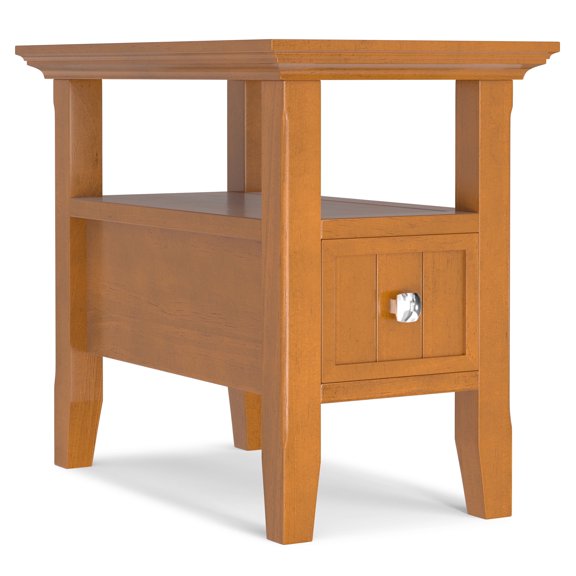 Simpli Home Acadian 14W Narrow Open Side Table with Bottom Drawer