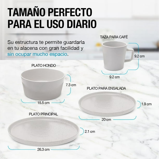 Vajilla de Gres Casa Litus Moderna 4 Personas 16 Piezas Platos Taza Walmart en linea