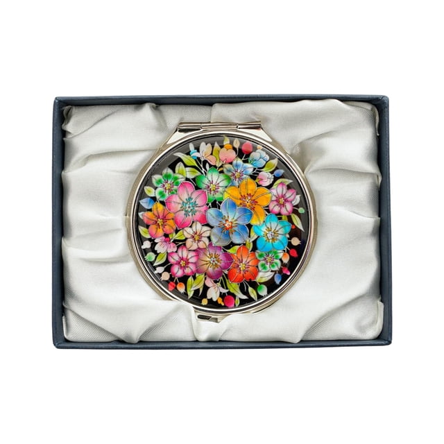 February Mountain Espejo compacto de doble aumento de nácar - Regalos para mujeres, mamá y hermana - Idea única de cumpleaños y Navidad - Elegante y apto para viajes