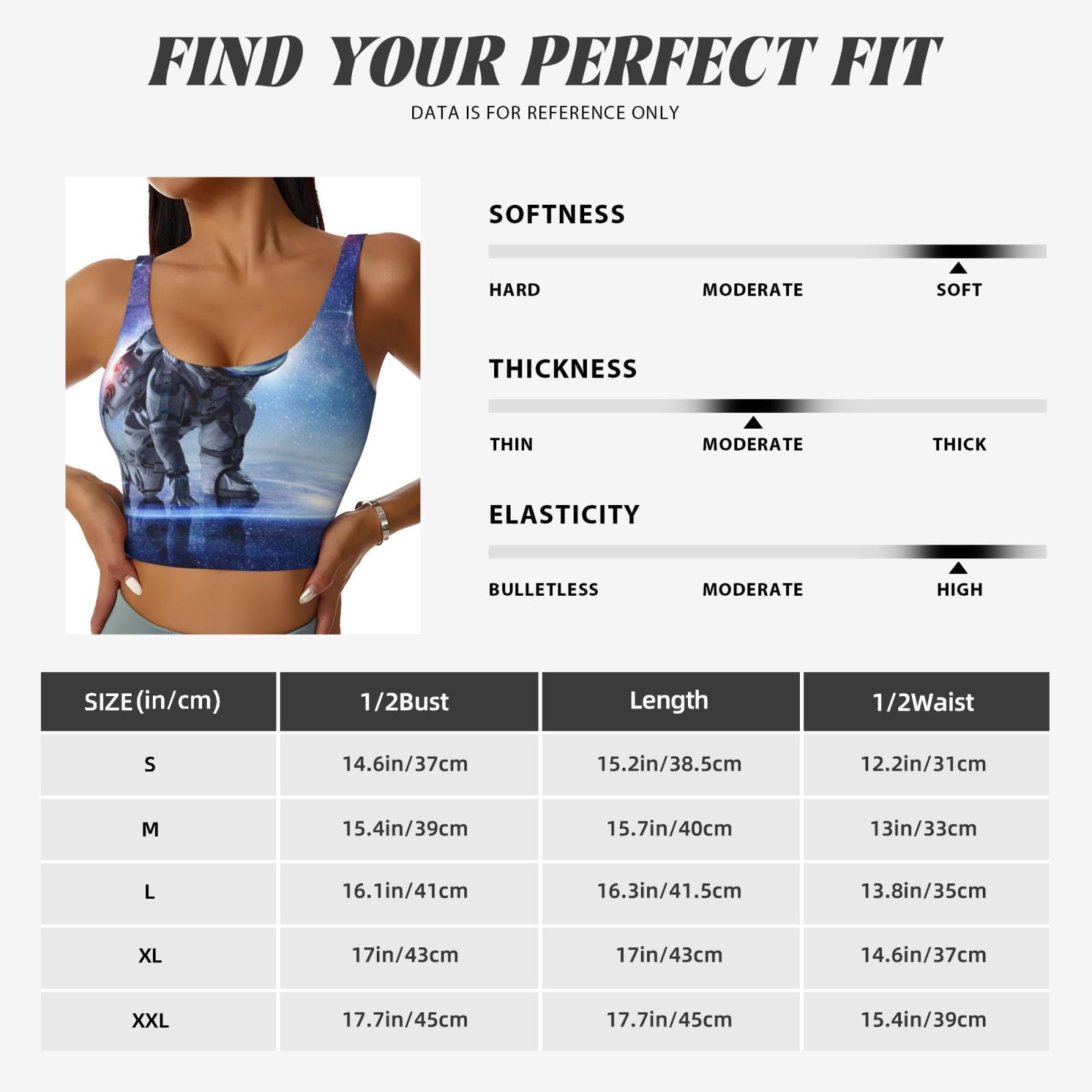 Hirioo Astronauts Start Running for Women's Sports Vest with Full-Print Design, Stretchy Fabric and Removable Pads-Medium