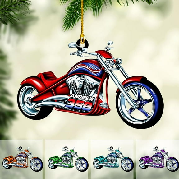 Custom Motorcycle Ornaments 2025 Motorcycle Ornaments for Christmas Tree Personalized Dirt Bike Ornament Motocross Christmas Ornament Biker Ornament Motorcycle Gift for Xmas for Dad (MC16) - 3165