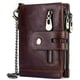 thumbnail image 1 of Cartera para hombre con bloqueo de cadena Cartera de cuero genuino para hombre Cartera plegable con tarjetero y bolsillo para monedas con cremallera Monedero Regalo de Navidad, 1 of 4