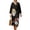 Black and White - Crane Flower, variant on DISNIMO Dress for Women Crane Flower Print Fashion Casual Maxi Dresses V Neck Loose Dress Lightweight 3/4 Sleeve Shift Dresses Imitation Linen Outfits, 3XL