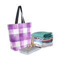 thumbnail image 2 of FORMRS Womens Canvas Tote Bag with Zipper Inner Pocket Shoulder Handbag, Purple and White Pattern, 2 of 7