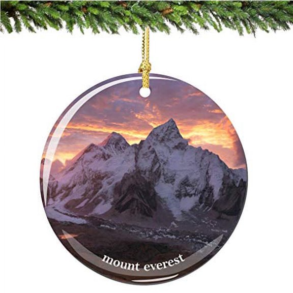 City-Souvenirs Mount Everest Christmas Ornament Porcelain Double Sided 2.75 Inches