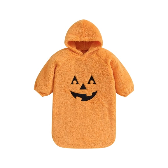 Newborn Baby Girl Boy Halloween Outfits Long Sleeve Fuzzy Jumpsuit Ghost Face Romper One Piece Fall Winter Hoodie Bodysuit