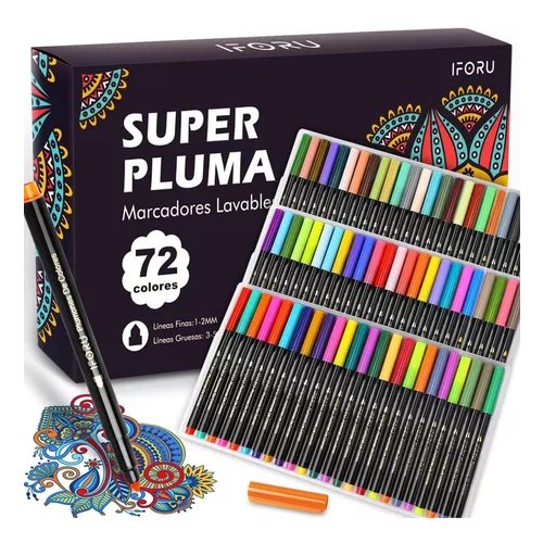 Plumones Punta Marcadores Super Pluma 60/72/100 Colores IFORU Gao Jiahui unisex