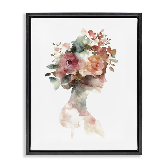 Stupell Industries Floral Dreamscape Silhouette Black Framed Floater Canvas Wall Art, design by Svetlana Aleynikova