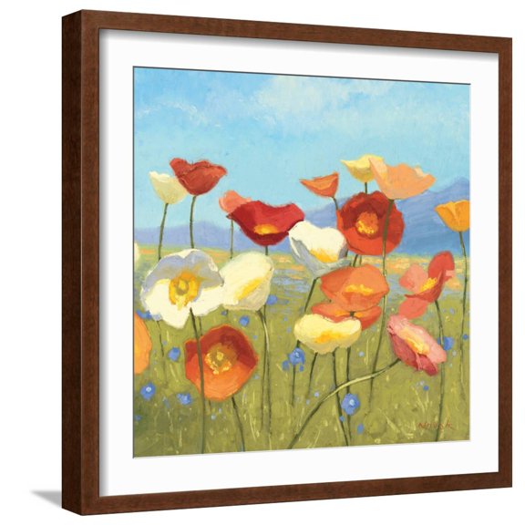 Art.com Springtime Meadow II Art Print by Shirley Novak, Brown Frame Wall Art, 21" x 21"