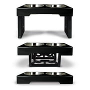 OurPets Barking Bistro Adjustable Raised Dog Feeder Stainless Steel Bowl for Dogs, 7 Cups Dry Food