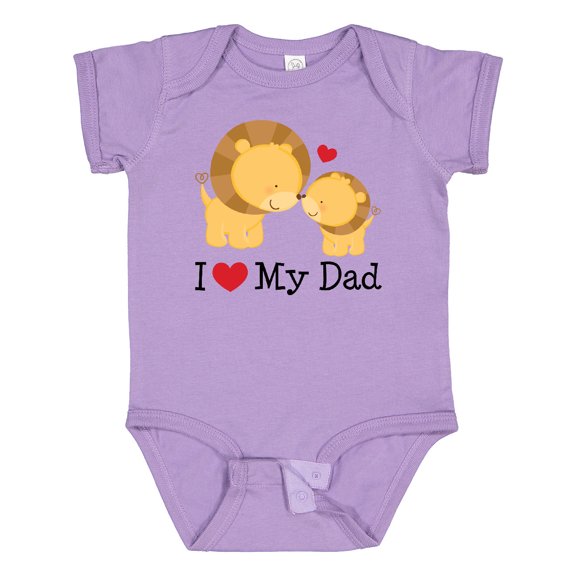 Inktastic I Heart My Dad Lion and Cub Boys or Girls Baby Bodysuit