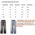 thumbnail image 5 of Men Women Rhinestone Wide Leg Jeans,Vintage Baggy Sparkly Bling Y2K Denim Pants, 5 of 6