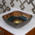 thumbnail image 1 of Elite Earth, Water and Fire Handcrafted Square Tempered Glass Flat Bottom Bathroom Vessel Sink Bowl with Gold Pop-up Drain - 1610+P01G, 1 of 5