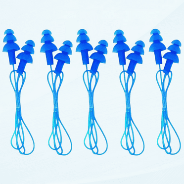 5Pairs Gel Cord String Ear Plugs with Packing Case Soft Flexible Silicone Anti-Noise Waterproof Earplugs Swimmer Swimwear Swimmig Ear Protector for Adults Children Sleeping Swim (Blue)