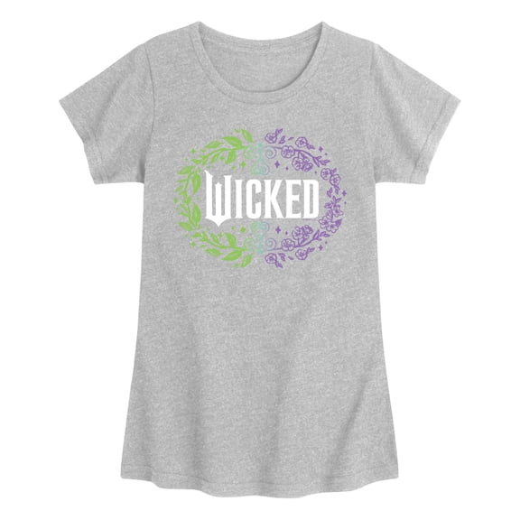 Wicked - Floral Wicked Logo - Youth Girls Fitted Short Sleeve T-Shirt